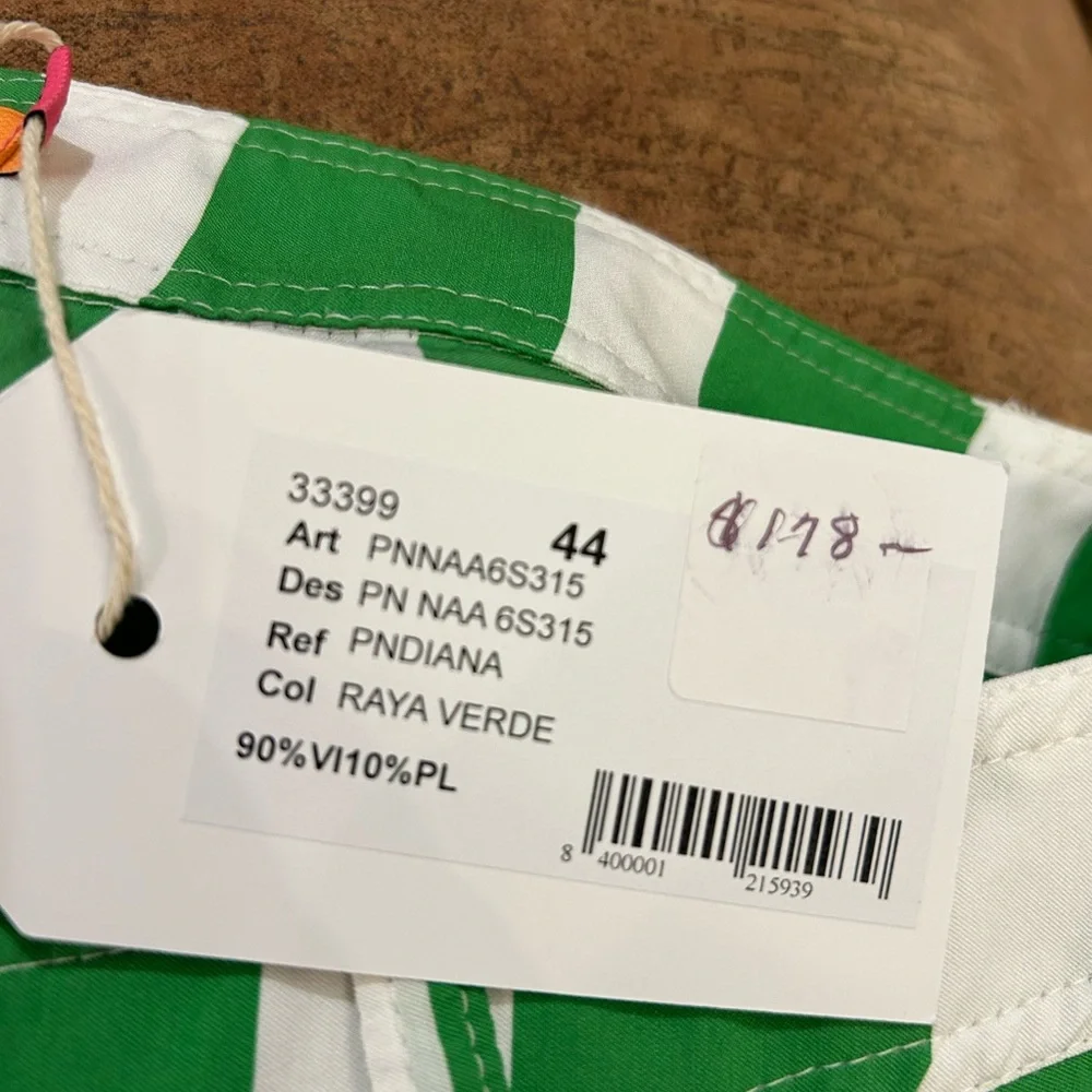 VILAGALLO - Raya Verde navy green striped patch pocket Pants NWT